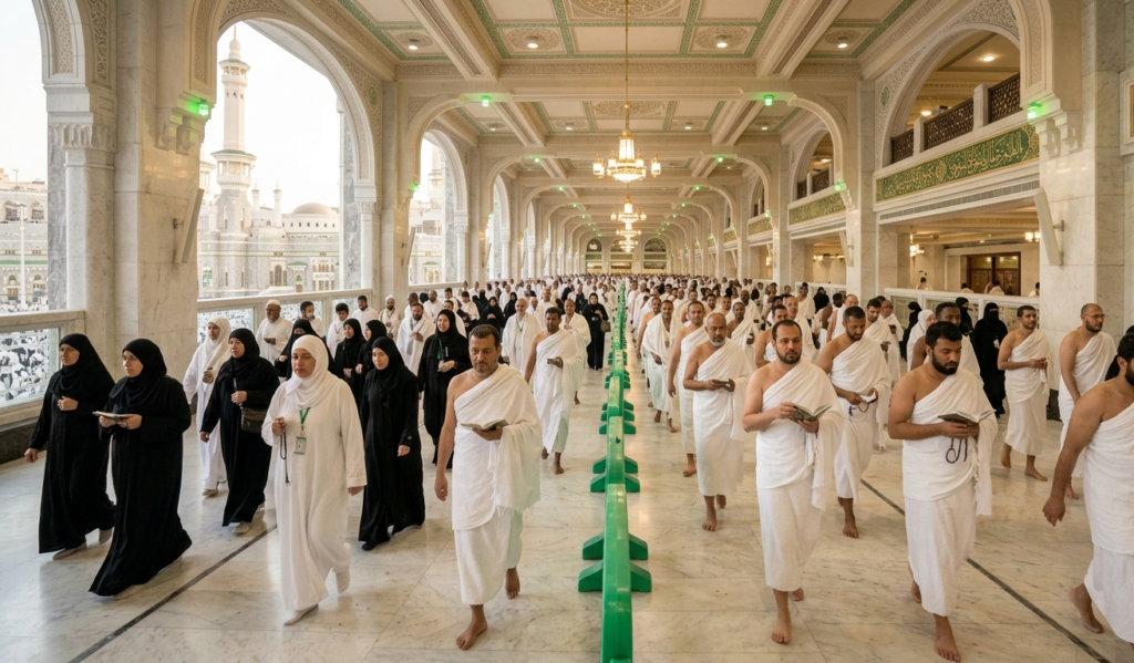 Safa Marwah walking pilgrims inside Haram